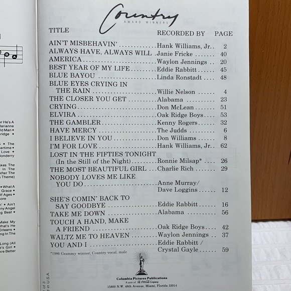 Keyboard Music Books - Beginner- Favourite Singalongs & Country Award Winners - Picture 5 of 12